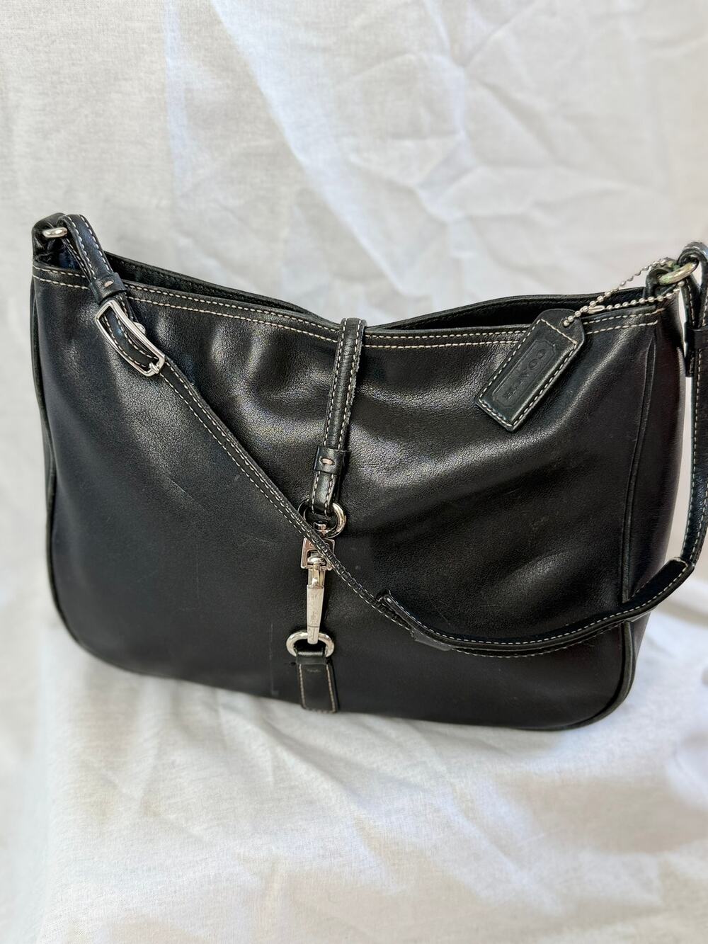 Coach Soho Black Glove Leather Shoulder Bag Style 7761 Y2K Purse Hangtag